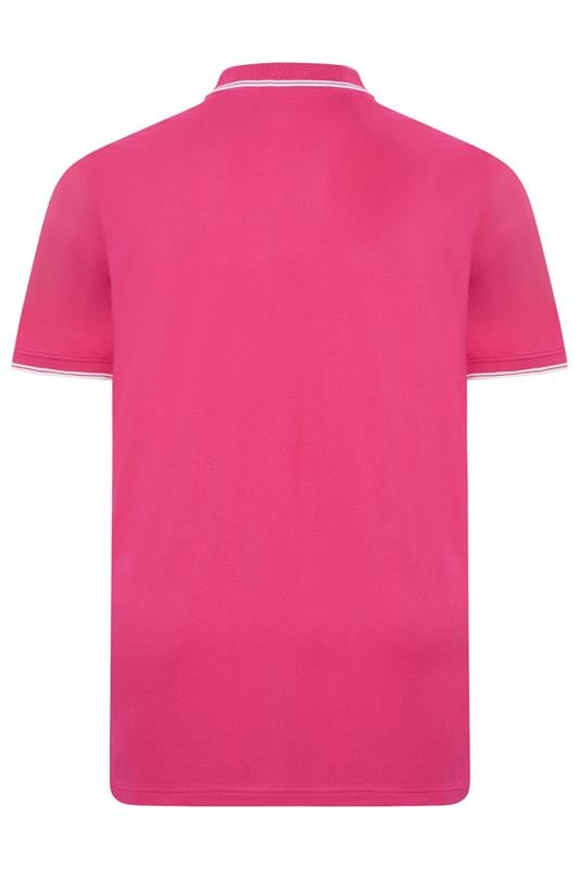 BadRhino Big & Tall Pink & White Tipped Polo Shirt | BadRhino 2