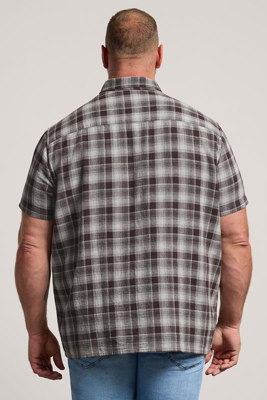 BadRhino Big & Tall Brown Check Stripe Short Sleeve Shirt | BadRhino 2