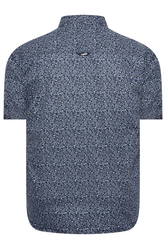 D555 Big & Tall Navy Blue Floral Button Shirt | BadRhino 4