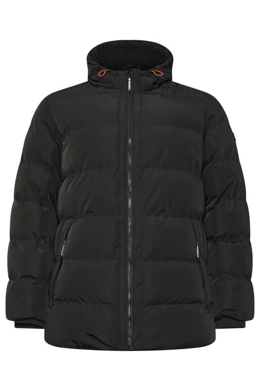 BadRhino Big & Tall Black Hooded Logo Puffer Jacket | BadRhino 5