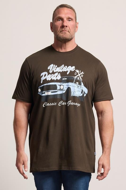  BadRhino Big & Tall Brown Extra Long 'Vintage Parts' Graphic T-Shirt