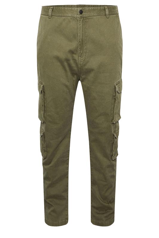 BadRhino Big & Tall Olive Green Acid Wash Double Pocket Cargo Trousers | BadRhino 7