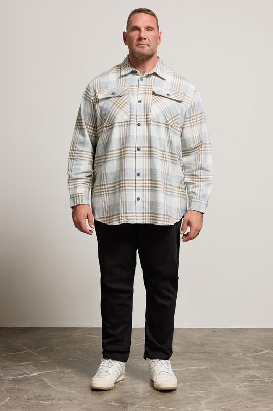JACK & JONES Big & Tall White & Brown Check Overshirt | BadRhino 2