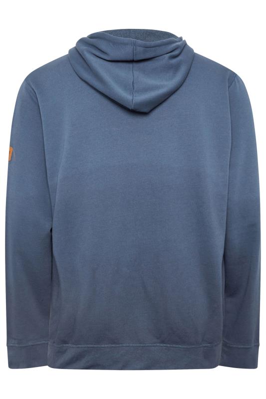 D555 Big & Tall Blue Zip Through Hoodie | BadRhino 4