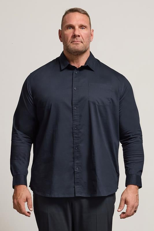 Men's  BadRhino Big & Tall Navy Blue Stretch Long Sleeve Shirt