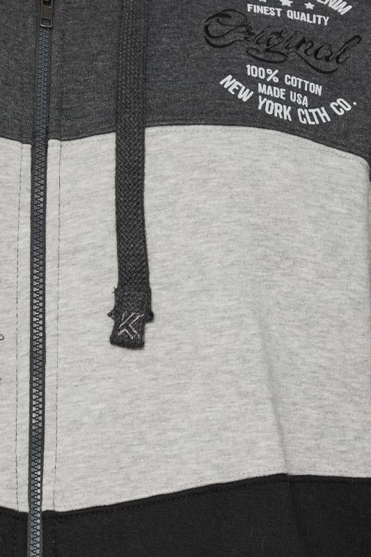 KAM Big & Tall Charcoal Grey Zip Through Contrast Panel Hoodie | BadRhino 3