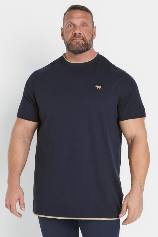 D555 Big & Tall Navy Blue Waffle Textured T-Shirt | BadRhino 1