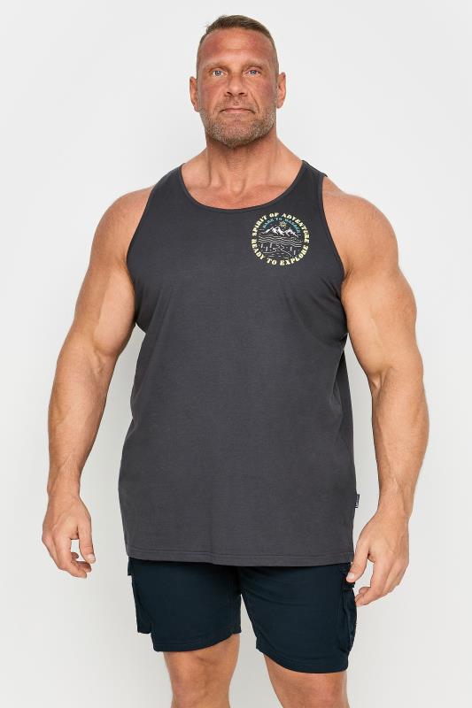 Men's  BadRhino Big & Tall Grey 'Adventure' Chest Print Vest