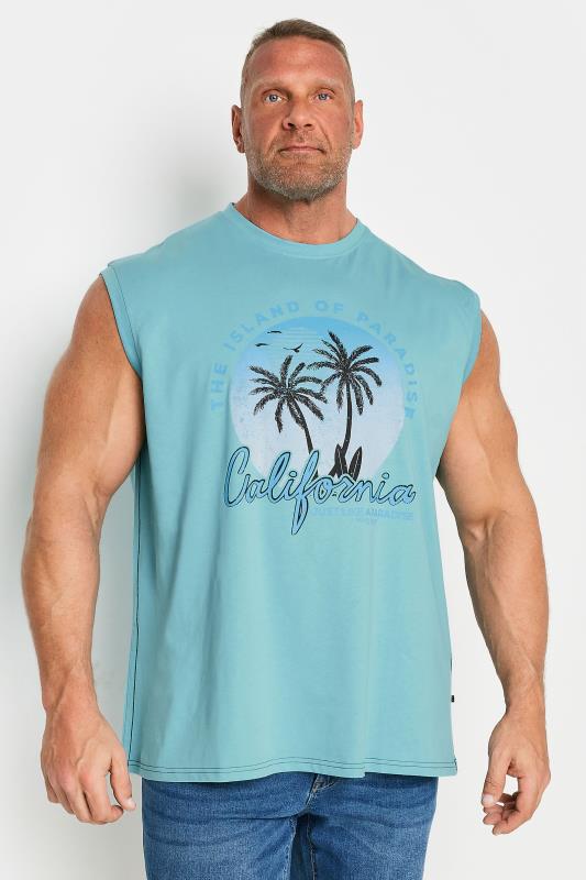 KAM Big & Tall Aqua Blue 'Cali' Sleeveless T-Shirt | BadRhino 1