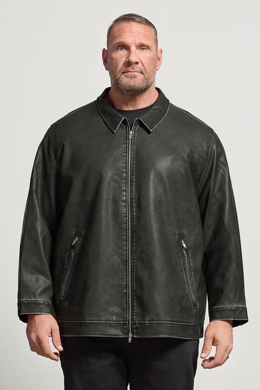 Men's  JACK & JONES Big & Tall Black Biker Jacket