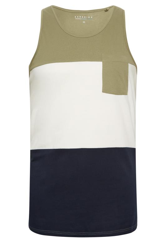 BadRhino Big & Tall Green & Navy Blue Stripe Vest Top | BadRhino 3