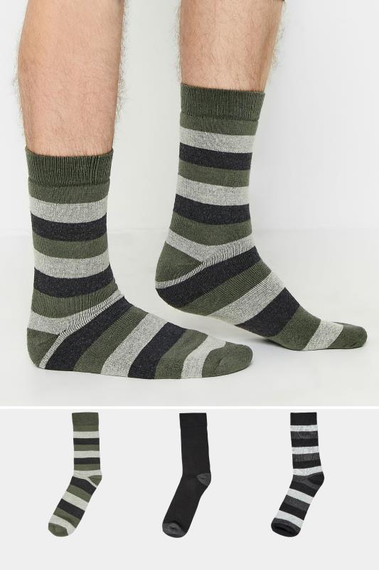 Men's  BadRhino Black Stripe 3 Pack Thermal Socks