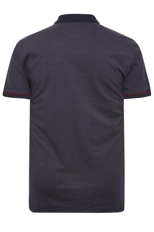 KAM Big & Tall Mens Navy Blue Polka Dot Polo Shirt | BadRhino  4
