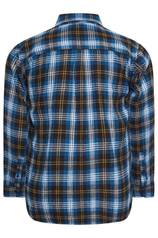 BadRhino Big & Tall Blue & Orange Brushed Check Long Sleeve Shirt | BadRhino 4