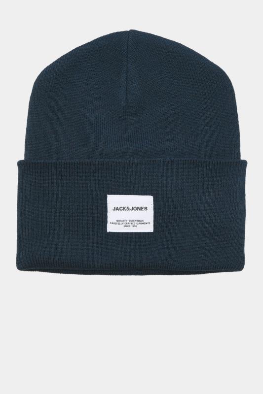 JACK & JONES Navy Blue Patch Beanie | BadRhino 1