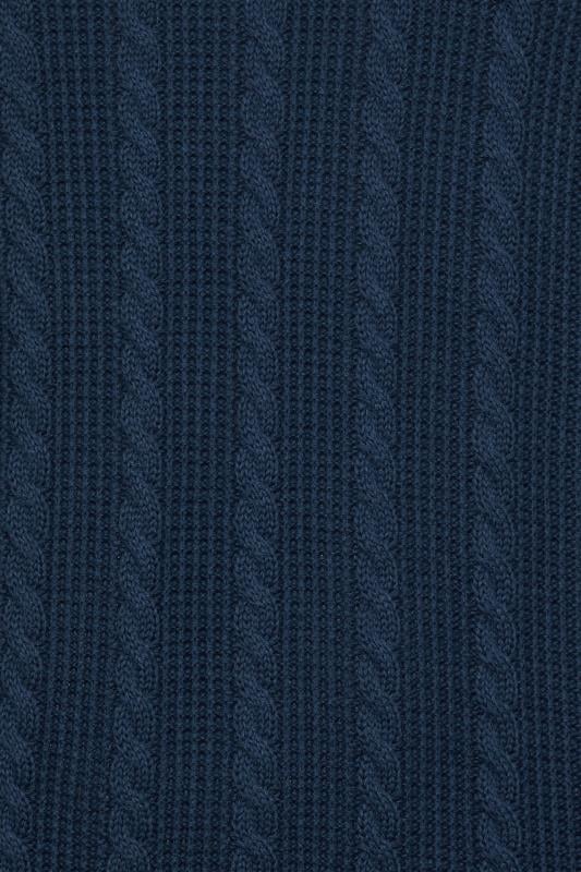 BadRhino Big & Tall Navy Blue Crew Neck Cable Knit Jumper | BadRhino 3