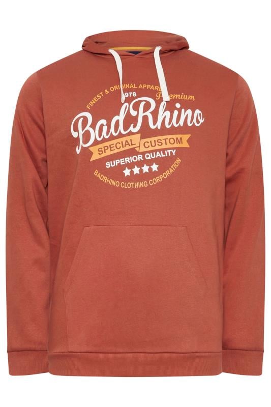 BadRhino Big & Tall Rust Orange Branded Logo Printed Hoodie | BadRhino 3