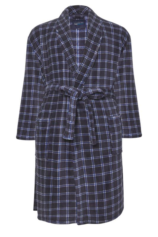 BadRhino Big & Tall Blue Check Print Dressing Gown | BadRhino 4