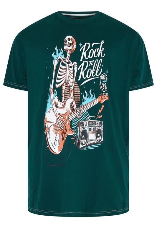  KAM Big & Tall Dark Blue Rock N Roll Skeleton Print T-Shirt
