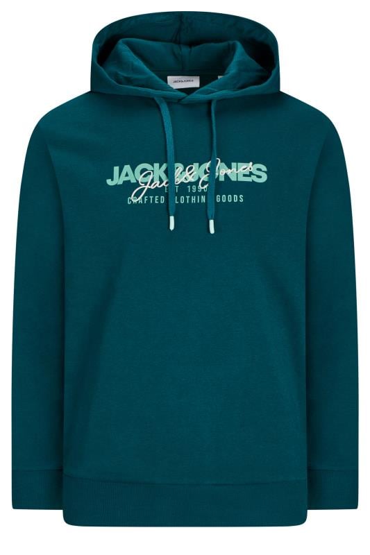 Men's  JACK & JONES Big & Tall Teal Green Logo Print Hoodie