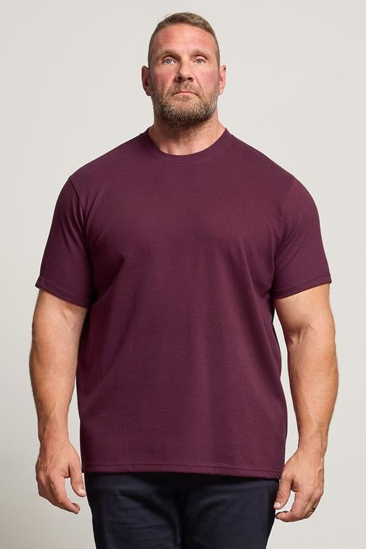 Men's  BadRhino Big & Tall Burgundy Red Ottoman Textured T-Shirt