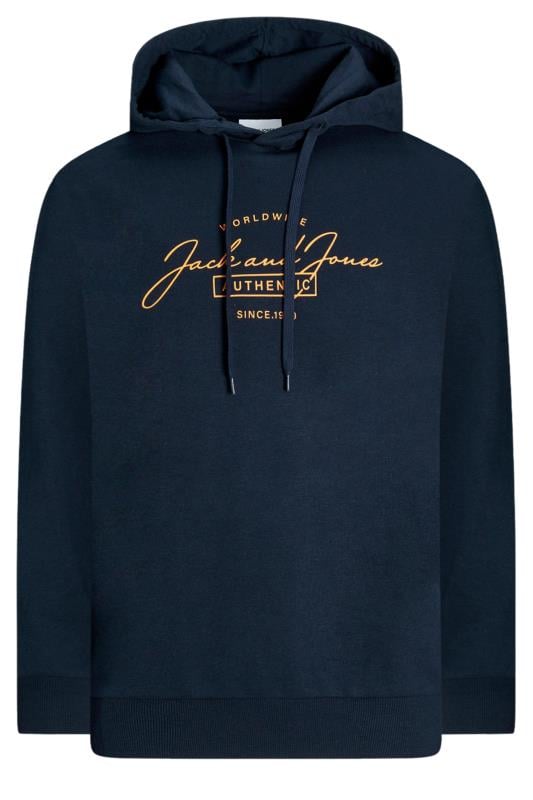 JACK & JONES Big & Tall Navy Blue Logo Hoodie | BadRhino 2