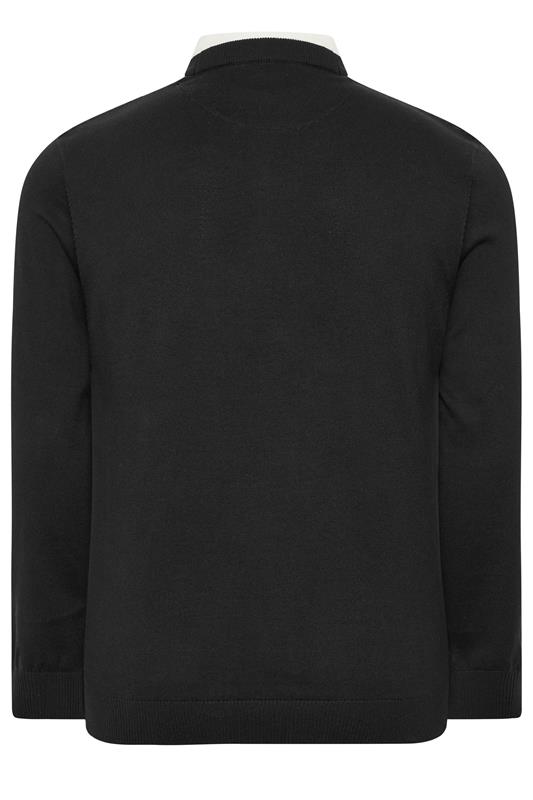 BadRhino Big & Tall Black Cable Knit Mock Shirt Jumper | BadRhino 4