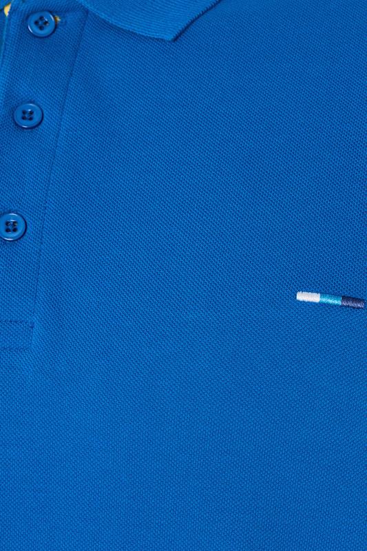 BadRhino Big & Tall Blue & Yellow Contrast Polo Shirt | BadRhino 8