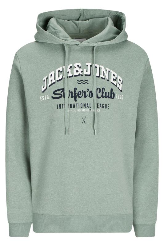 Men's  JACK & JONES Big & Tall Light Green 'Surfer's Club' Logo Hoodie