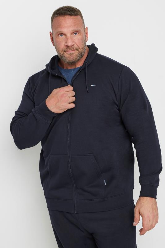 BadRhino Big & Tall Navy Blue Zip Through Hoodie & Jogger Set | BadRhino 2