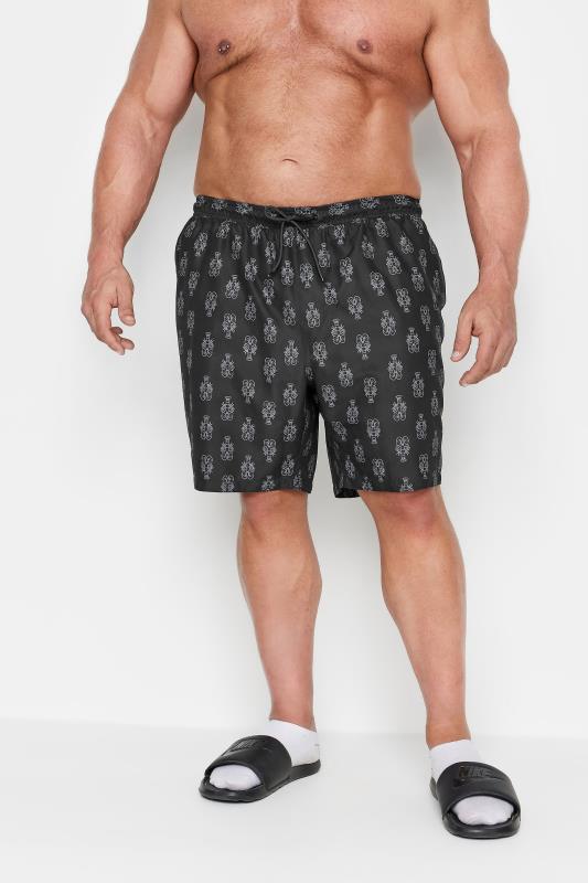 Men's  BadRhino Black Lobster Print Swim Shorts