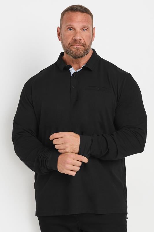 KAM Big & Tall Black Pique Polo Shirt | BadRhino 1