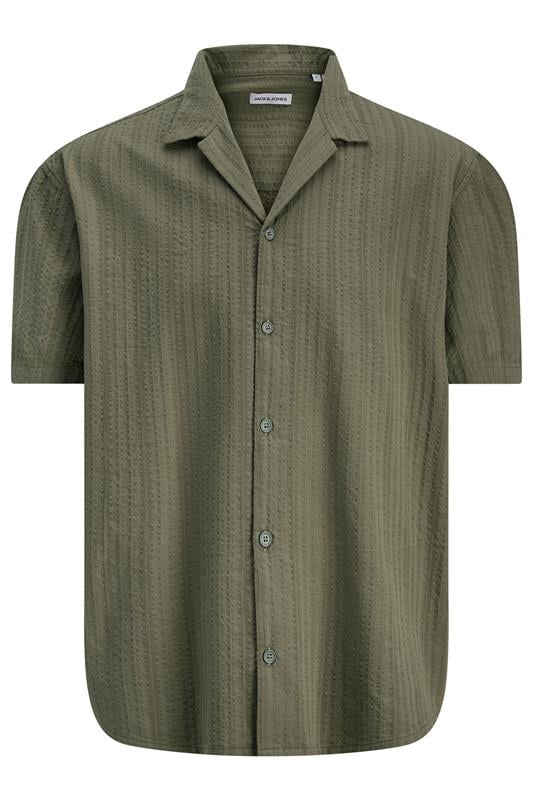 JACK & JONES Big & Tall Vetiver Green Short Sleeve Resort Shirt | BadRhino 2
