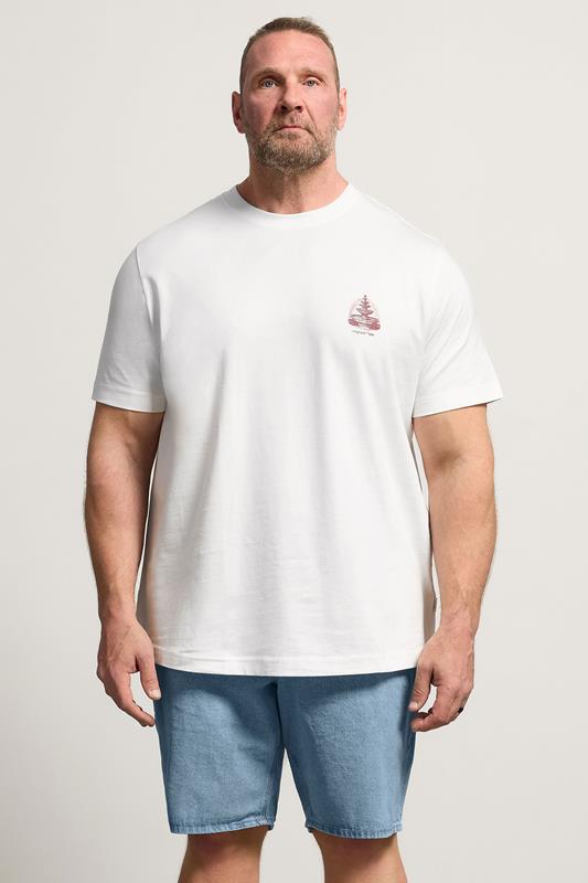  JACK & JONES Big & Tall White Crew Neck Back Graphic Tee