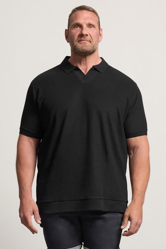  BadRhino Big & Tall Black Ribbed Trophy Polo