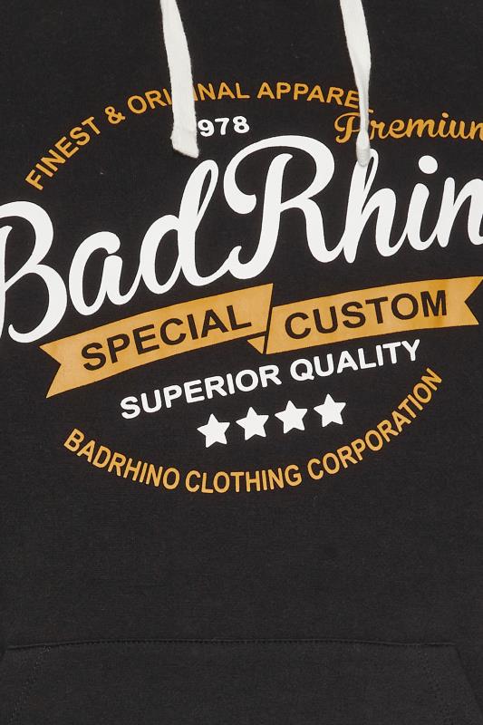 BadRhino Big & Tall Black Branded Logo Printed Hoodie | BadRhino 3