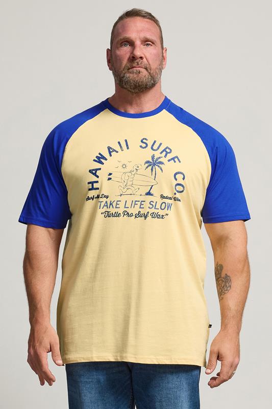  KAM Big & Tall Yellow 'Hawaii Surf' Raglan T-Shirt