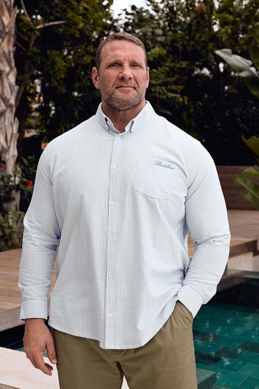 BadRhino Big & Tall Blue Stripe Long Sleeve Oxford Shirt