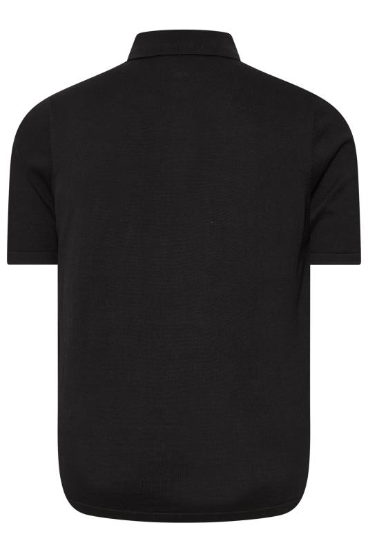 BadRhino Big & Tall Black Knitted Short Sleeve Zip Polo Shirt | BadRhino 4