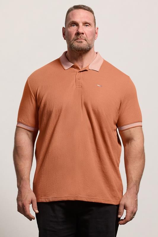 BadRhino Big & Tall Orange Two Tone Waffle Polo Shirt | BadRhino 1