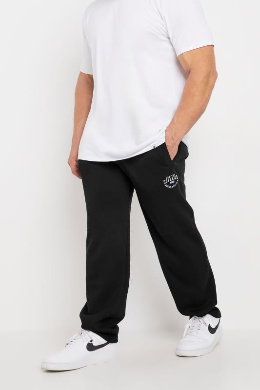 Men's  D555 Black Open Hem Embroidered Logo Joggers