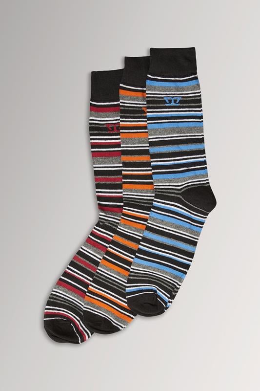  D555 3 PACK Blue & Orange Stripe Socks