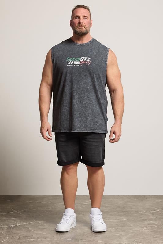 BadRhino Big & Tall Black Acid Wash 'Castrol' Graphic Vest | BadRhino 4