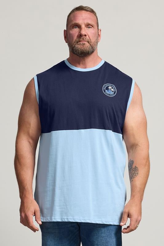  KAM Big & Tall Light Blue Palm Springs Vest Top