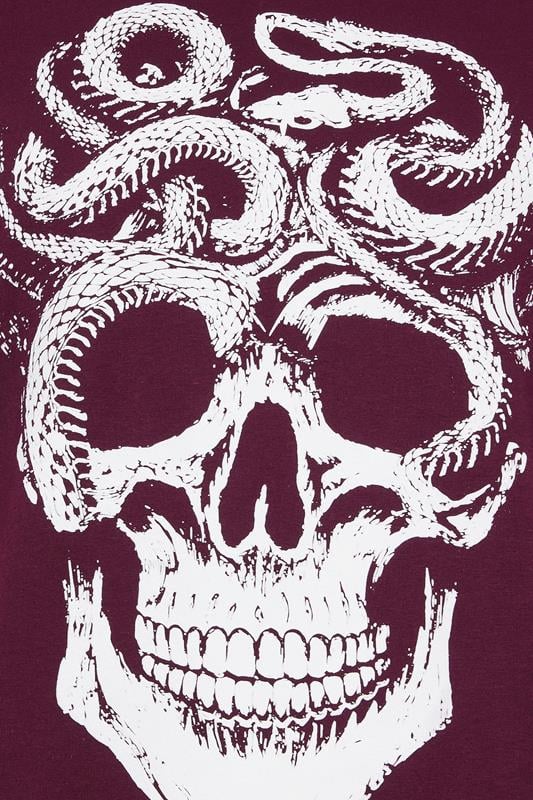 BadRhino Big & Tall Burgundy Red Skull & Snake Graphic T-Shirt | BadRhino 3