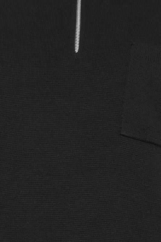 BadRhino Big & Tall Black Milano Knit Quarter Zip Jumper | BadRhino 2