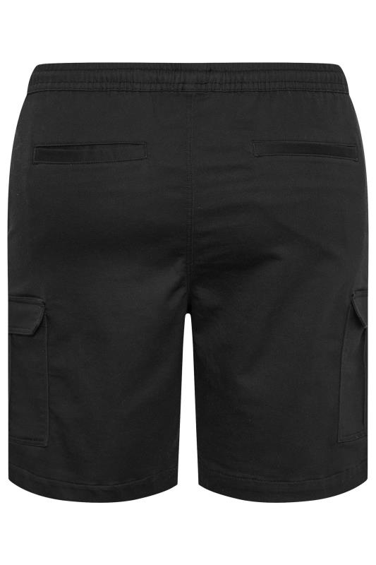 BadRhino Big & Tall Black Elasticated Waist Cargo Shorts | BadRhino 6