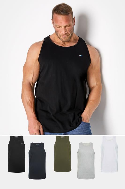 Men's  BadRhino Big & Tall Black & White 5 Pack Vest Tops