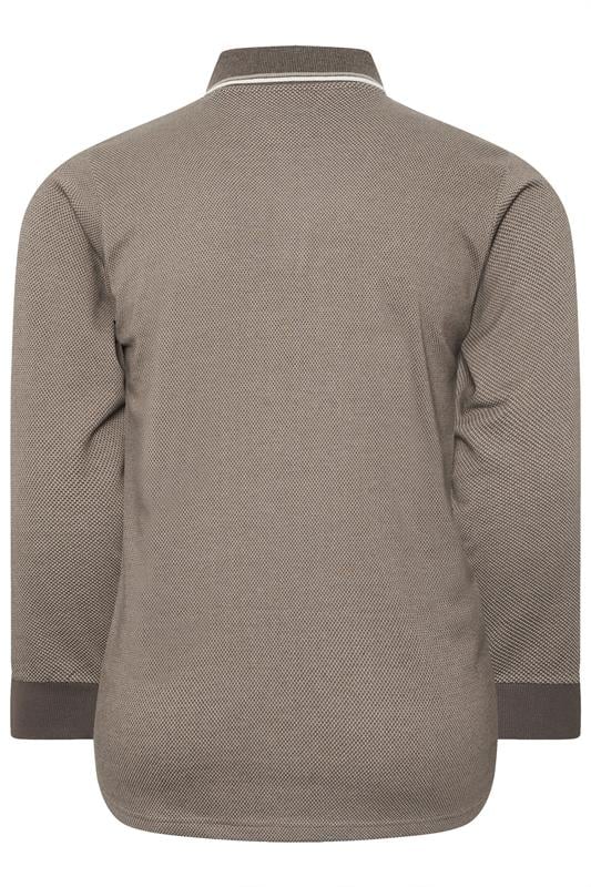 BadRhino Big & Tall Brown Textured Waffle Long Sleeve Polo Shirt | BadRhino 2