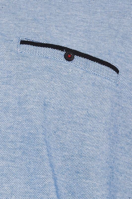 D555 Big & Tall Blue Pique Jacquard Polo Shirt | BadRhino 5